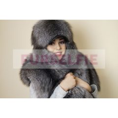 Gina in Silver Fox stole and hat, fur boots