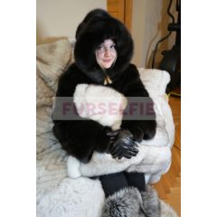 Olivia in sable coat with fox fur boots