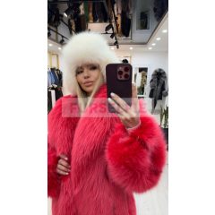 Red Fox Fur coat and White Fox Hat